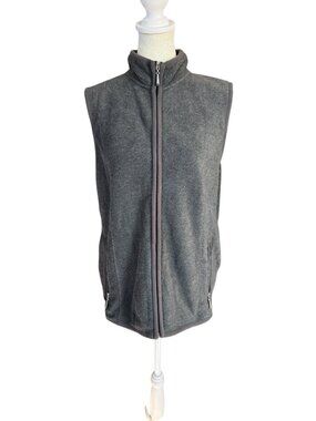Karen Scott Sport women's gray fleece sleeveless zip up mock neck vest size M